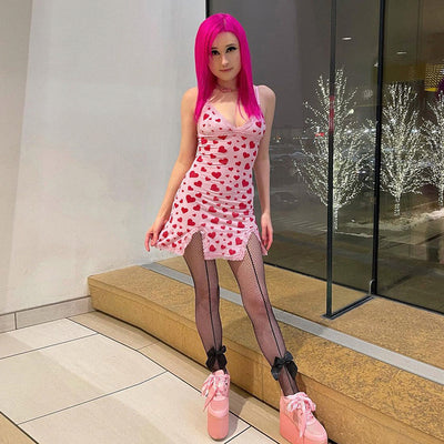 Vestido Suspenso con Estampado de Corazón Durazno Rejuvenecedor - Image 13