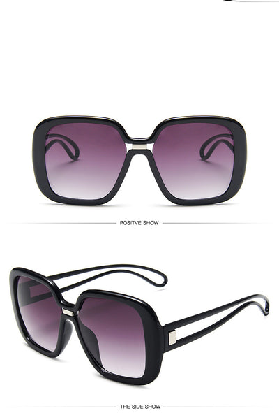 Large frame sunglasses with gradient purple lenses and a blue-to-clear fade on the bottom of the frame. - Image 17