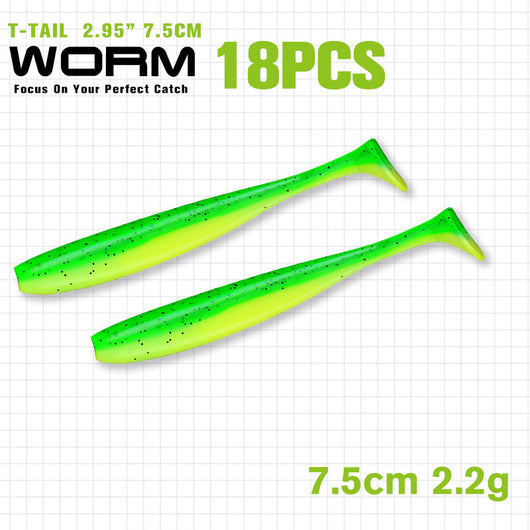 Gusano Artificial T-tail 55 75mm - Anzuelo de Pesca Realista - Image 35