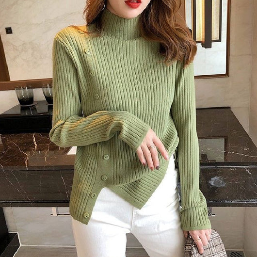 Suéter Coreano Cuello Alto Medio Oversize - Image 13