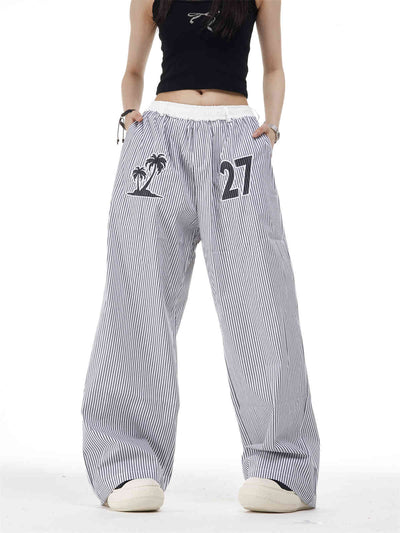 Pantalones Rectos Anchos con Rayas Verticales Bordadas - Efecto Adelgazante - Image 9