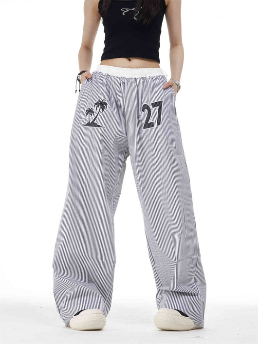 Pantalones Rectos Anchos con Rayas Verticales Bordadas - Efecto Adelgazante - Image 9