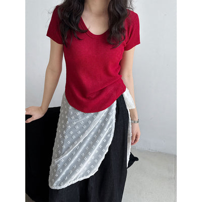 Camiseta Ajustada de Verano para Mujer - Cuello Redondo, Manga Corta y Cintura Definida - Image 5