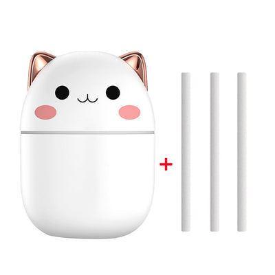 Three cute cat-shaped humidifiers in white, green, and pink, each with three filter sticks. - Image 7