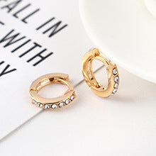 Aretes de Círculo Pequeño con Cristales de Imitación - Diseño Versátil - Image 4