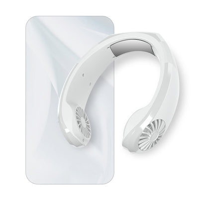 Black NEXFAN hanging neck fan with visible fan grilles and control buttons, designed for hands-free personal cooling. - Image 10
