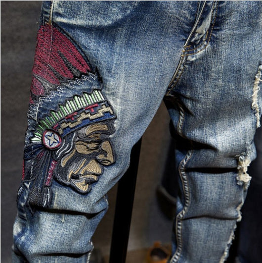 Jeans Slim Fit Rasgados con Bordados para Hombre - Image 16