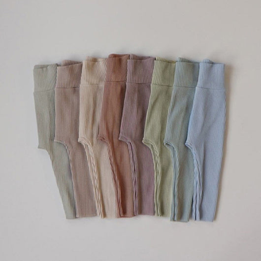 Leggings de Cintura Alta para Niñas - Colores Sólidos