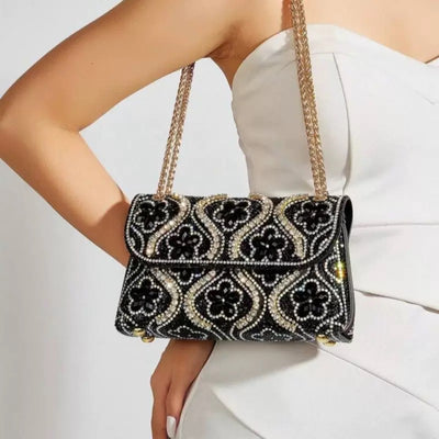 Bolso de Noche Elegante con Incrustaciones de Diamantes para Eventos