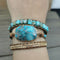 Pulsera de Cuero Tejida a Mano con Hilo Dorado Multicapa