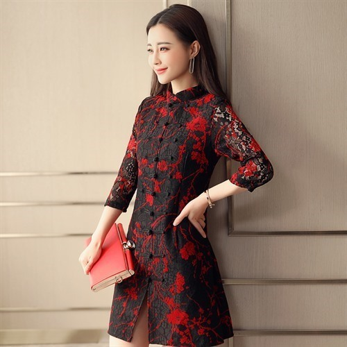 Blusa Cheongsam con Encaje - Falda Elegante Estilo Asiático - Image 6