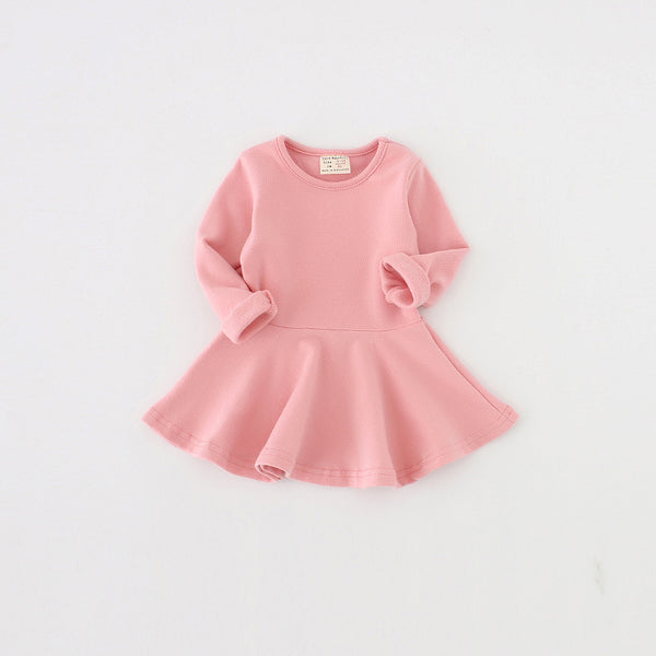 Vestido Infantil Primavera Otoño - Algodón Puro con Volantes, Manga Larga