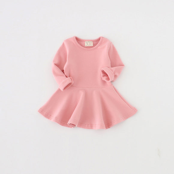 Vestido Infantil Primavera Outono - Algodão Puro com Babados, Manga Longa
