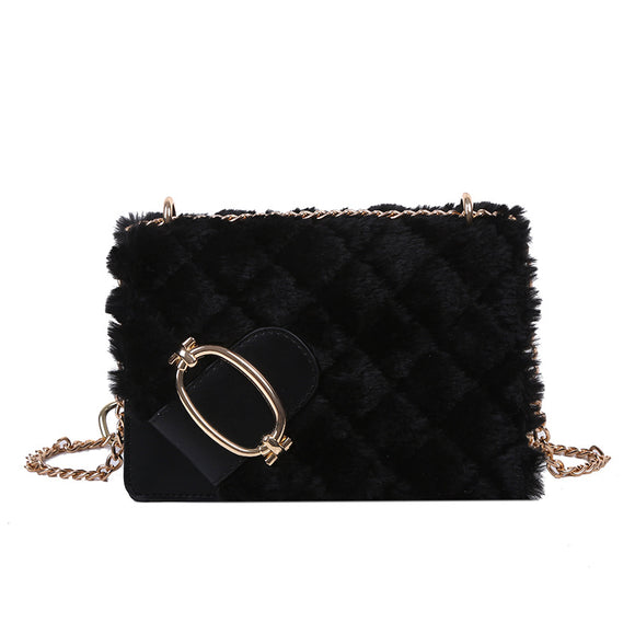 Bolso Mensajero Acolchado de Lujo para Mujer con Cadena Dorada