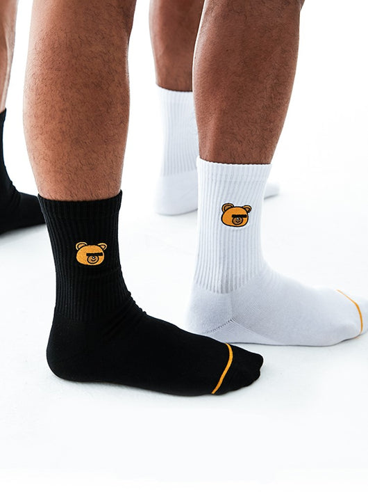 Calcetines de Algodón con Bordado de Osito para Ejercicio y Fitness - Image 3