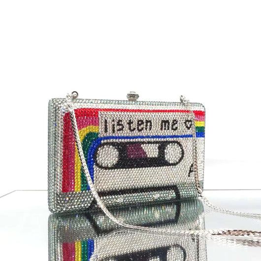 Bolso de Noche Clutch Cassette con Cristales para Mujer - Image 4