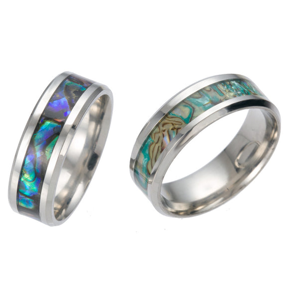 Anillo de Lujo para Hombre en Acero de Titanio y Concha de Nácar