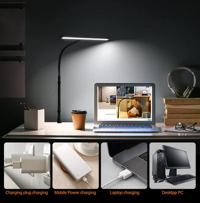 Lámpara LED de Escritorio con Pinza Doble Cabezal USB Protección Ocular - Image 7