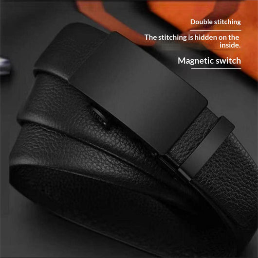Cinturón de Cuero Liso para Hombre con Hebilla Automática