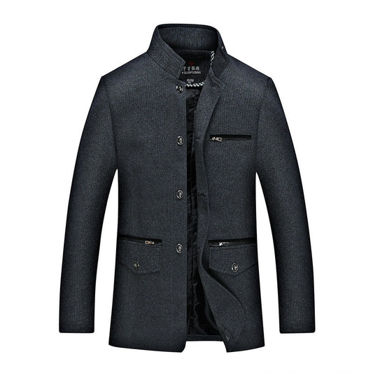 Chaqueta Casual con Cuello Mao para Hombre Adulto