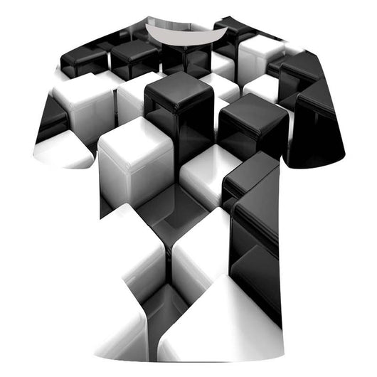 Playera Pareja Estampado 3D Líneas Creativas Unisex - Image 6