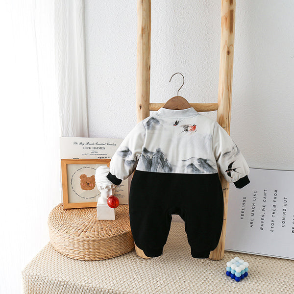 Pijama Enterizo Bebé Estilo Otoñal con Diseño Cartoon y Forro Polar