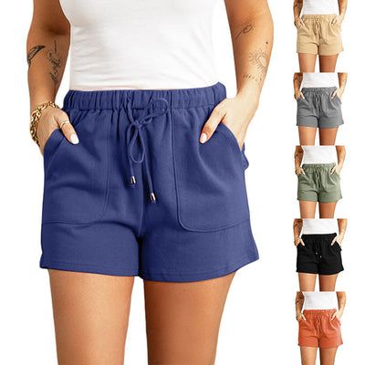 Pantalones Cortos Casuales de Cintura Alta con Cordón Ajustable