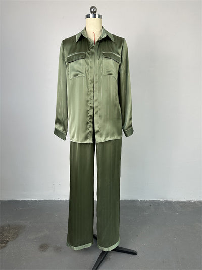 Conjunto Casual de Camisa Rayada y Pantalón Palazzo - Image 6