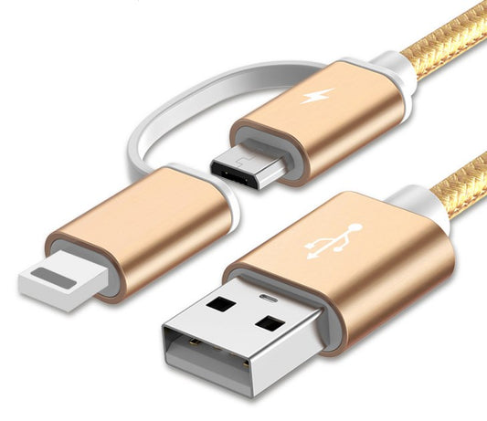 Cable Cargador Rápido 2 en 1 USB Type-C y Micro USB 100cm 2A para Huawei Mate y Honor