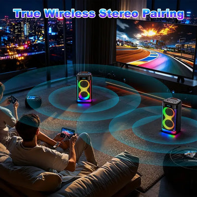 Parlante Portátil Inalámbrico para Fiestas con Micrófono y Luces LED - Image 24