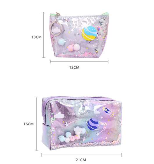 Bolsa de Maquillaje con Efecto Arenilla y Monedero Integrado - Image 5