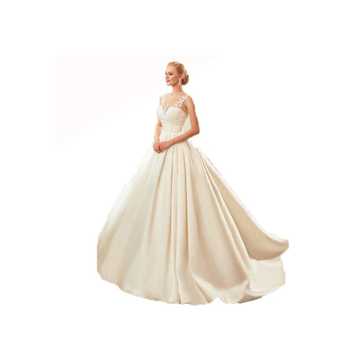 Vestido de Novia Satinado Primavera Escote Doble Ajustado Talla Grande con Soporte - Image 2