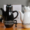 Juego de Té y Café con Tazas Apilables de Cerámica - Diseño Gato Blanco y Negro