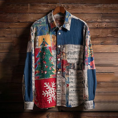 Camisa Floral Navideña para Hombre - Estilo Otoñal Moderno - Image 8