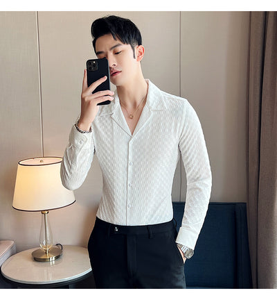 Camisa Casual de Manga Larga con Cuello Cubano - Image 25