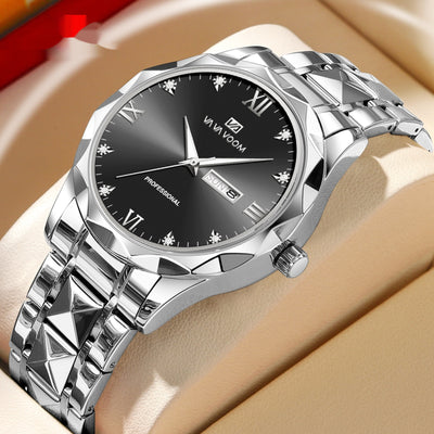 Reloj de Acero Tungsteno Resistente al Agua con Doble Calendario - Image 8