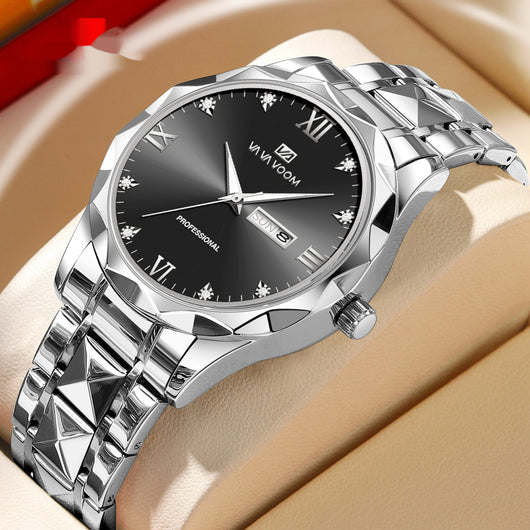 Reloj de Acero Tungsteno Resistente al Agua con Doble Calendario - Image 8
