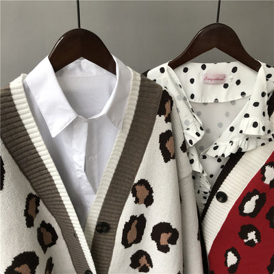Suéter de Leopardo Tejido Grueso Versión Coreana para Mujer - Image 5