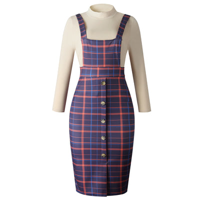 Conjunto de Falda Plisada con Tirantes y Blusa a Cuadros - Image 6