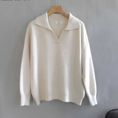 Suéter Oversize de Cuello Polo Grueso para Otoño Invierno - Image 14