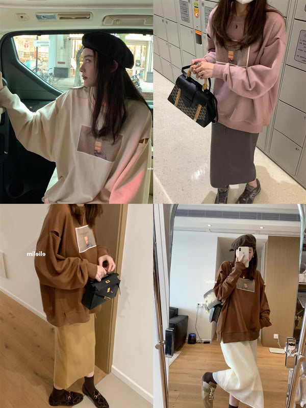 Suéter Suelto Estampado con Chaleco de Moda
