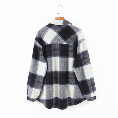 Abrigo de lana a cuadros para mujer - Image 2