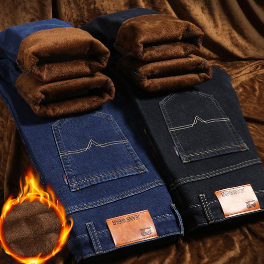 Jeans Casuales para Hombre con Forro Grueso y Terciopelo - Image 9