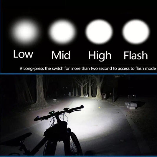 Luz Frontal LED Recargable USB para Bicicleta - Faro T6 Profesional - Image 2