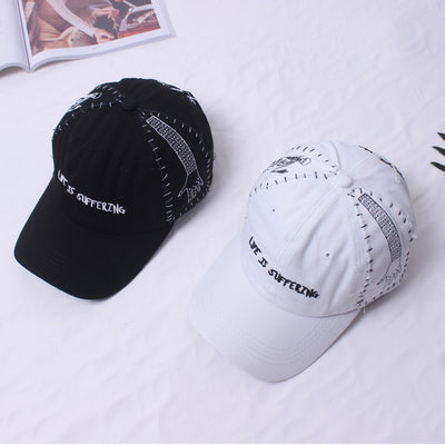 Gorra de Béisbol Hip Hop con Bordado de Calavera para Niños Negro y Blanco - Image 3