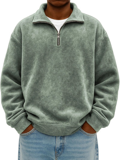 Sudadera Oversized Vintage con Cierre de Medio Cuello para Hombre - Image 13