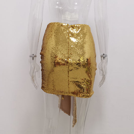 Minifalda Escotada con Lentejuelas Brillantes - Image 12
