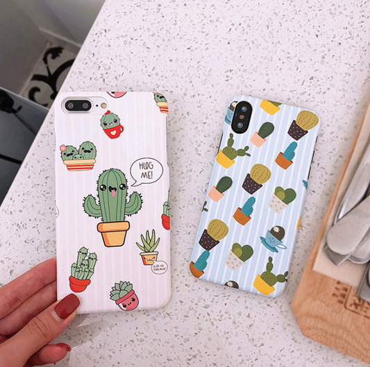 Funda Cactus Verde para iPhone Plus - Diseño Floral y Animal Mate