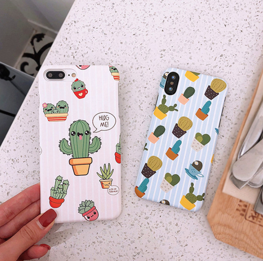 Funda Cactus Verde para iPhone Plus - Diseño Floral y Animal Mate