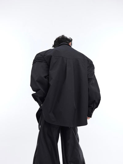 Camisa Acolchada con Diseño de Pliegues Tridimensionales para Hombre - Image 3